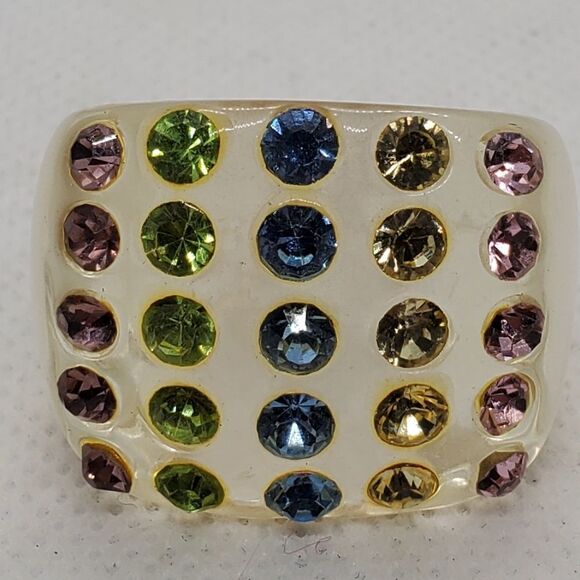 Clear Plastic Rhinestones Striped Ring - Picture 5 of 6